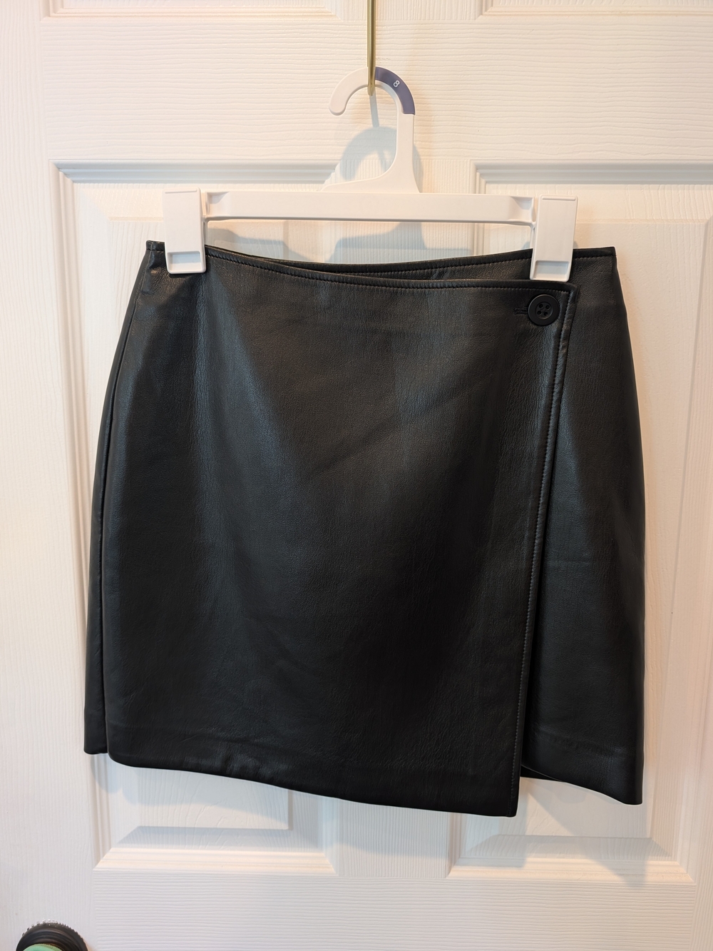 Babaton Black Faux Leather Wrap-Style Mini Skirt